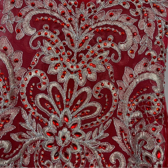 GLS Apparel Elizabeth A-Line Short Dress NWT Jewel Neck Sleeveless Satin Red XL - Picture 8 of 16